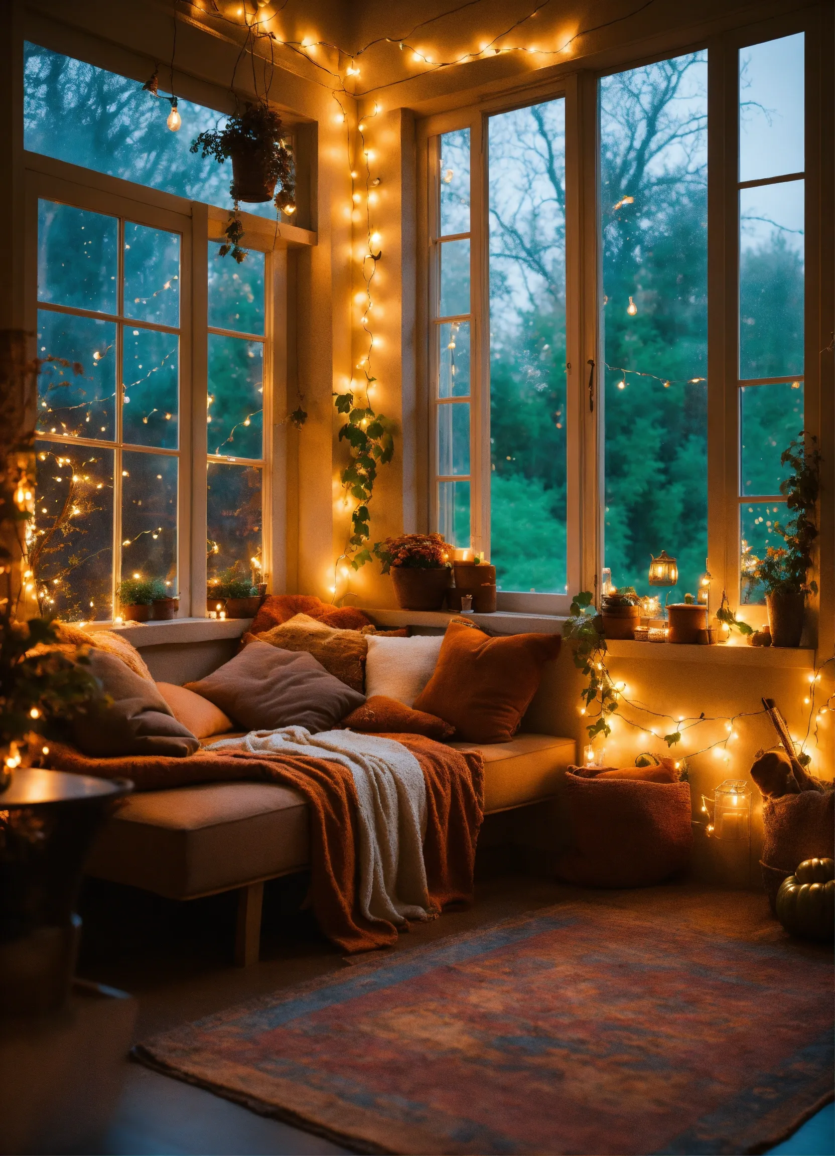 Layered lighting design in living room